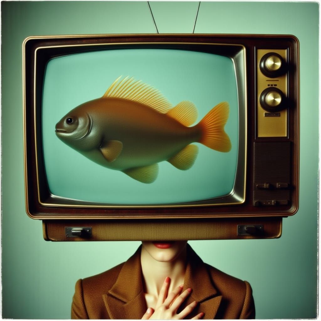 Electric Eel Swims in TV Head Person