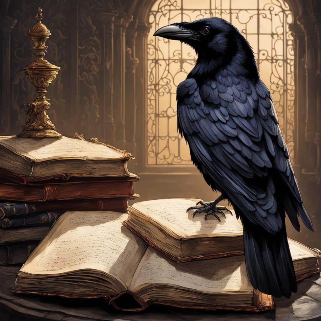 Obsidian Raven King on Ancient Tomes