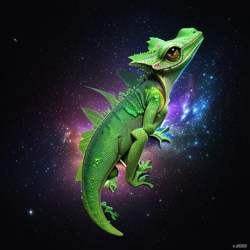 Leaf Gecko in Galaxy: Photorealistic CGI Render