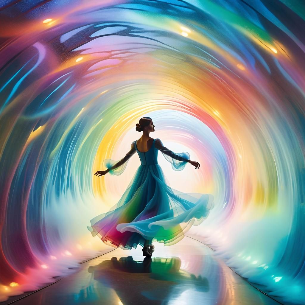 Surreal Figure Enters Iridescent Time Tunnel