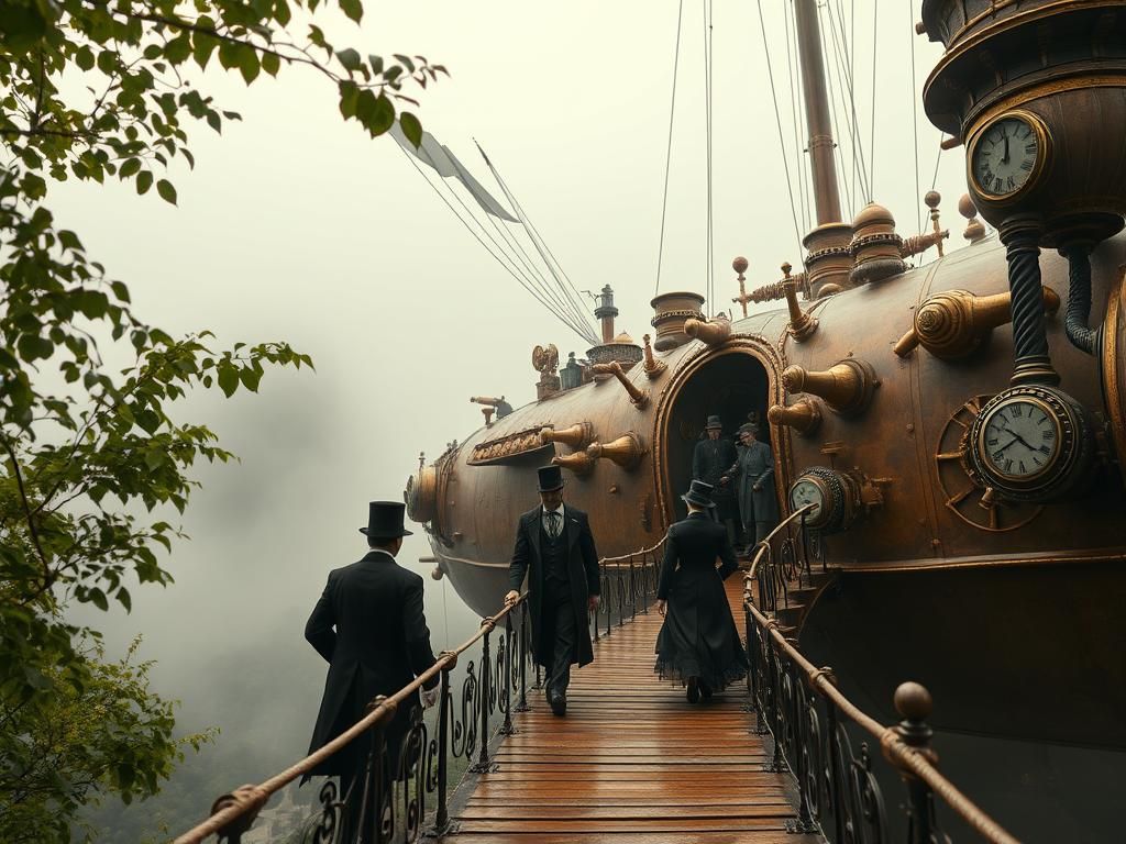 Steampunk Airship Ascending in a Photorealistic Style