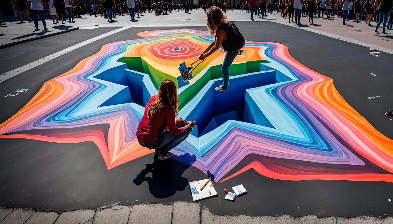 Colorful 3D Trompe L'Oeil Street Art of Ice Abyss