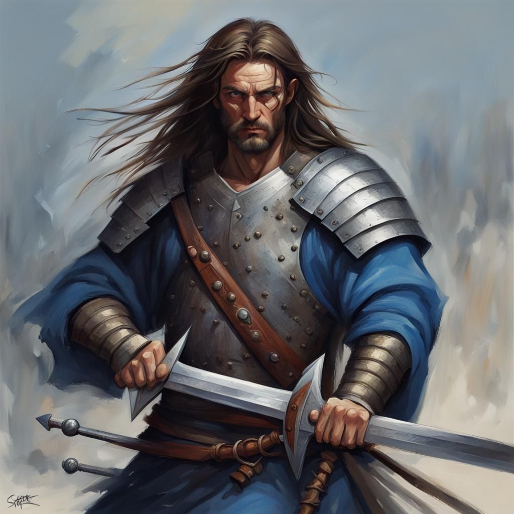 14th Century Serbian Warrior with Swords