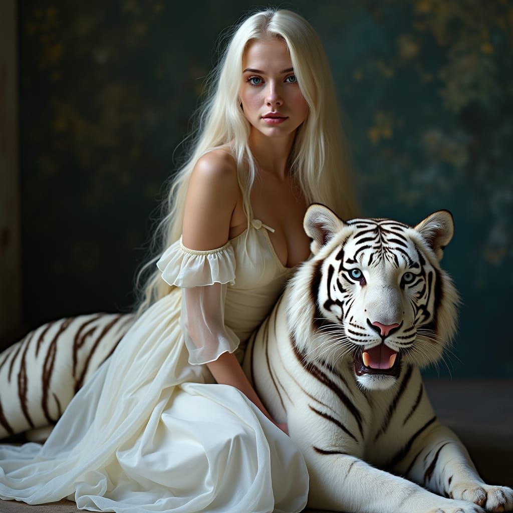 Young Woman with White Tigress
