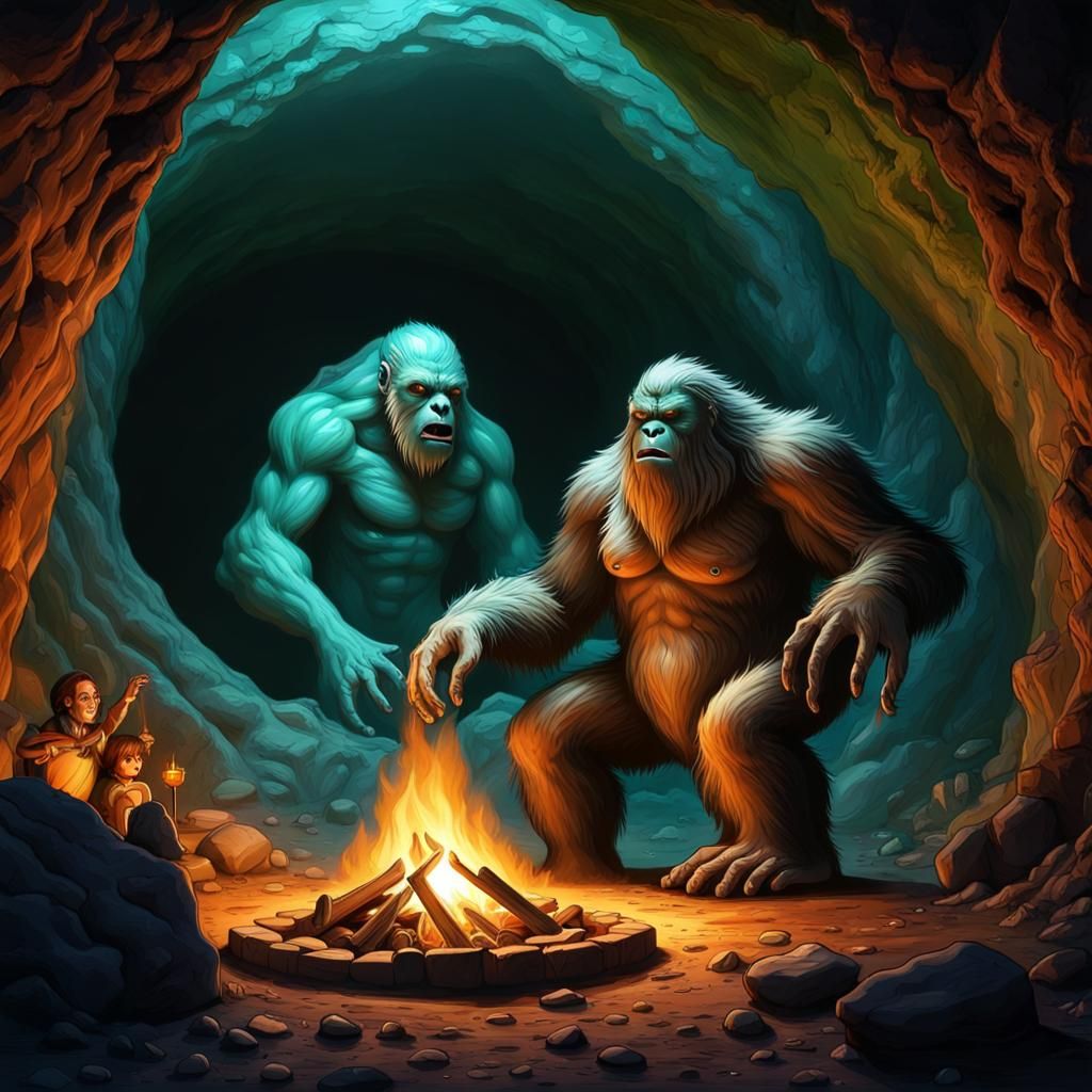 Alien Bigfoot Surprises Earth Bigfoot in his Underground Lair