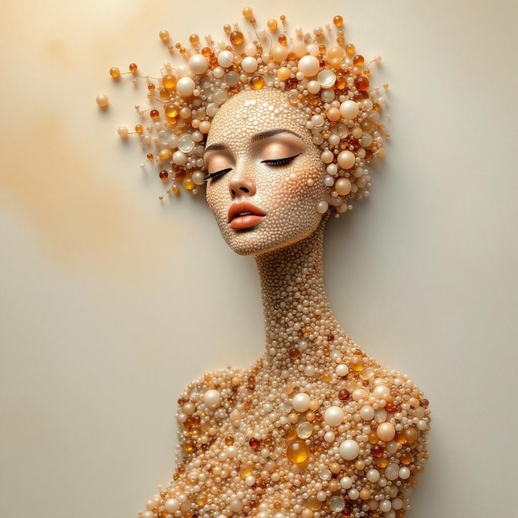 Beaded Female Figure in Neo-Impressionist Style