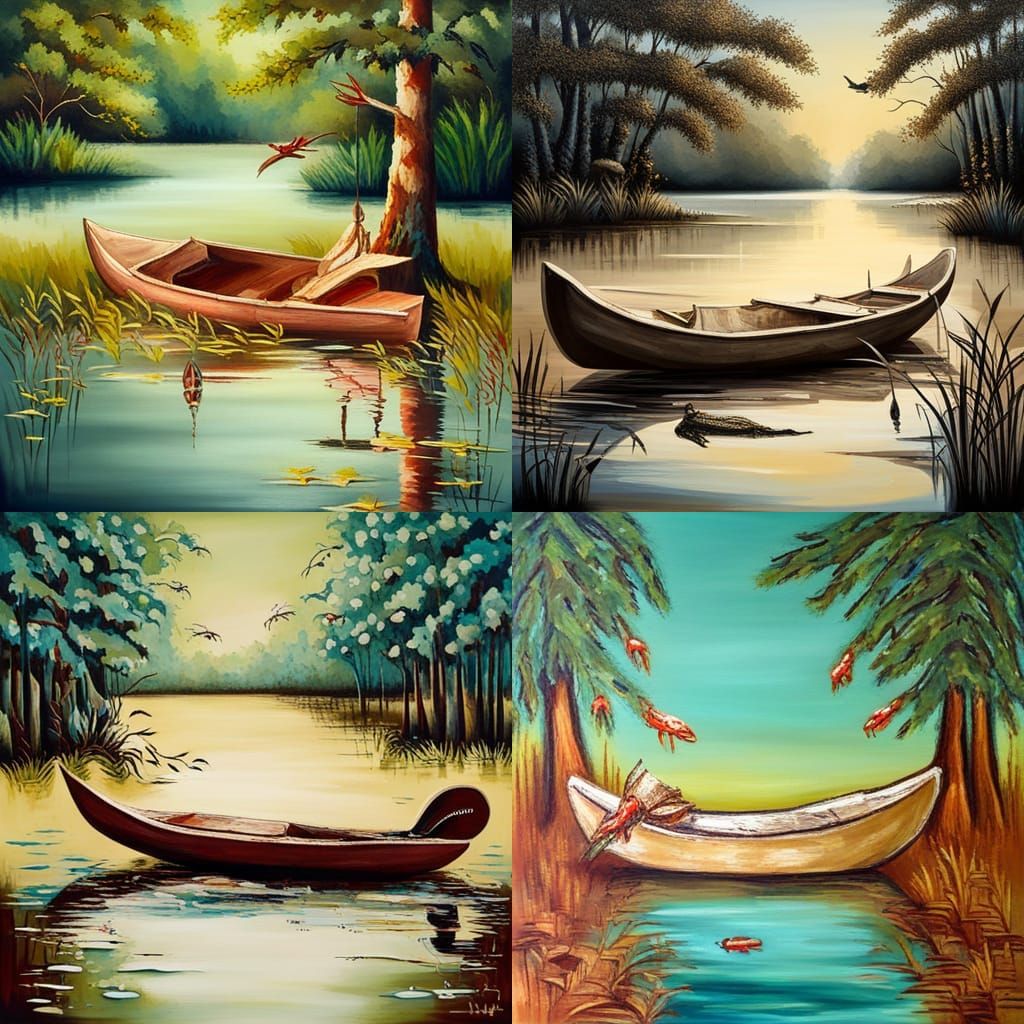 Louisiana Swamp Pirogue Boat in Abstract Art
