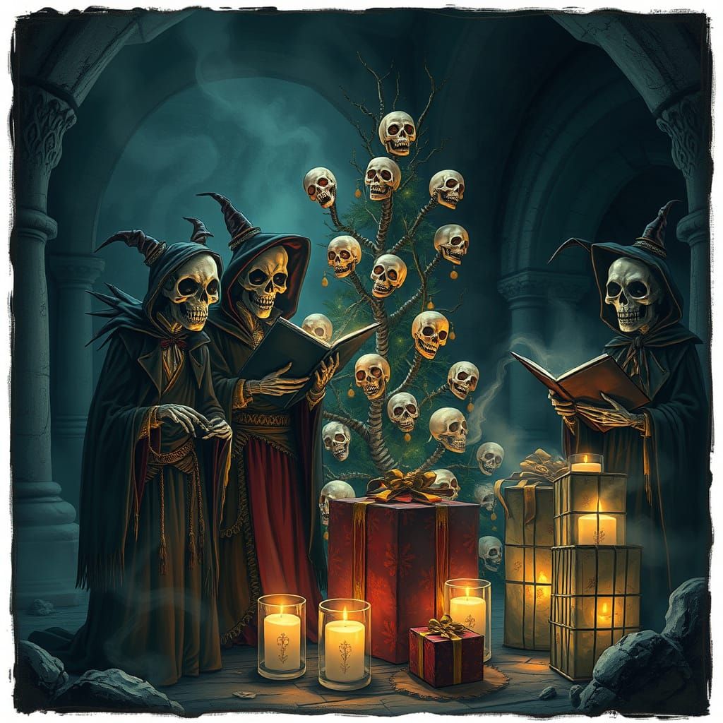 Undead Carolers Haunt Crypt Christmas Scene