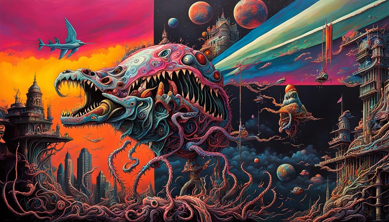 Surreal Psychedelic Pink Floyd Tribute Art
