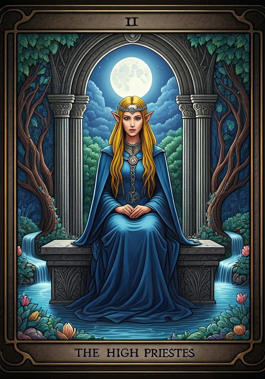 High Priestess Tarot Card in Rider-Waite Style