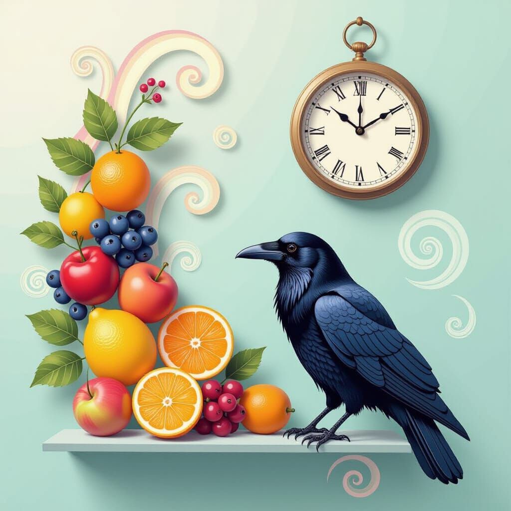 Whimsical Fruit Arrangement in Dreamy Pastel Colors