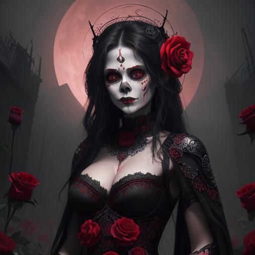 Day of the Dead Rose: Dramatic Digital Painting