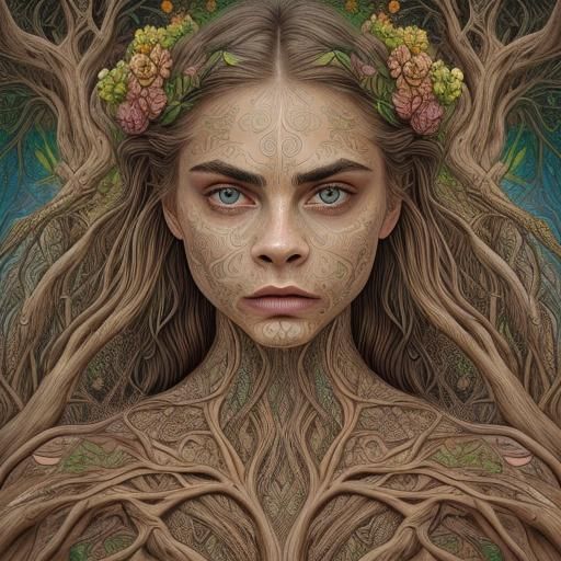 Human-Nature Hybrid Troll in Organic Fauvist Style