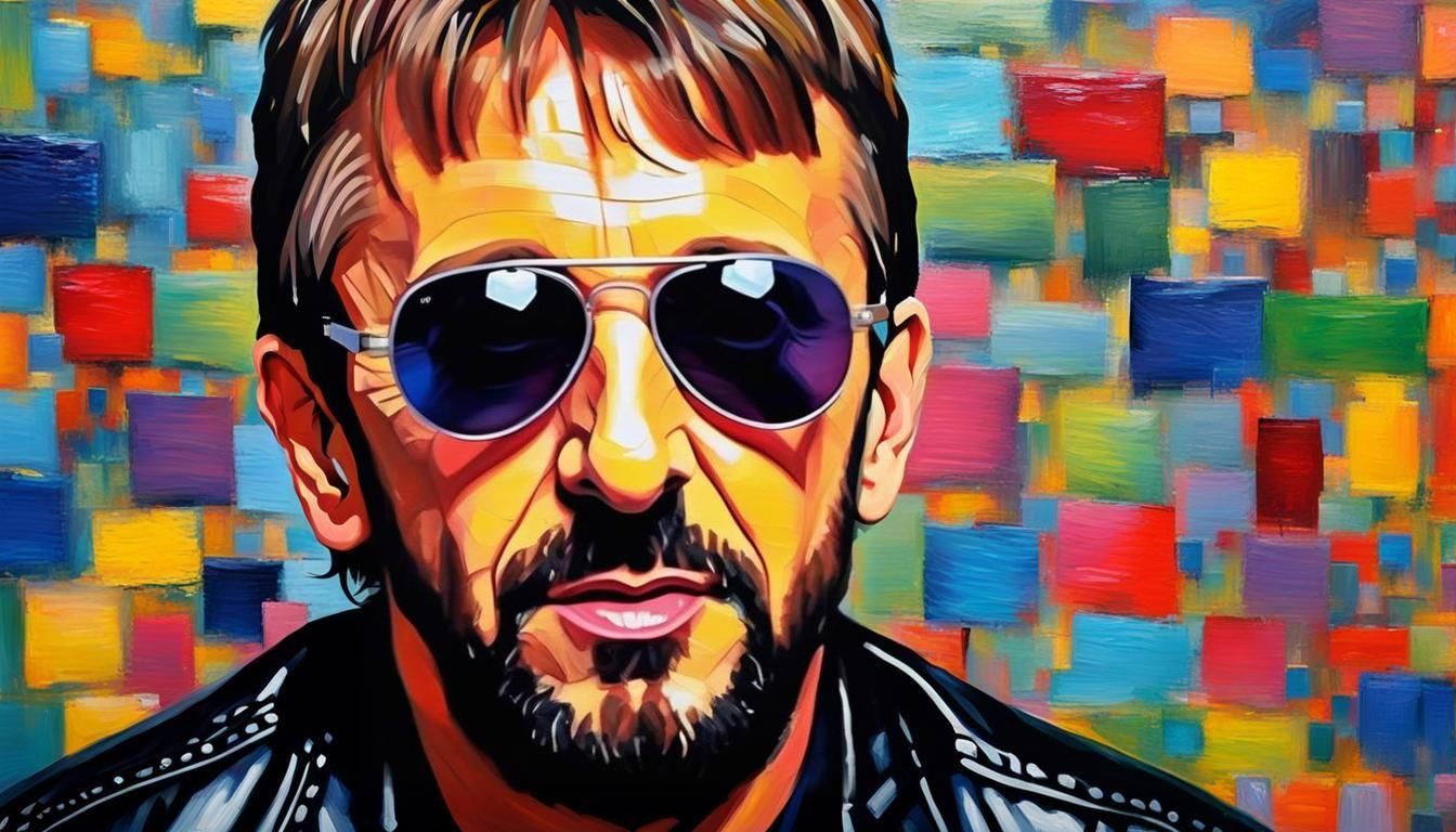 Singer in Leather Jacket: Neo-Impressionist Oil Painting