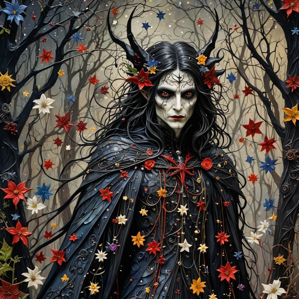 Vampire in Mystical Forest: Alebrije Style Collage