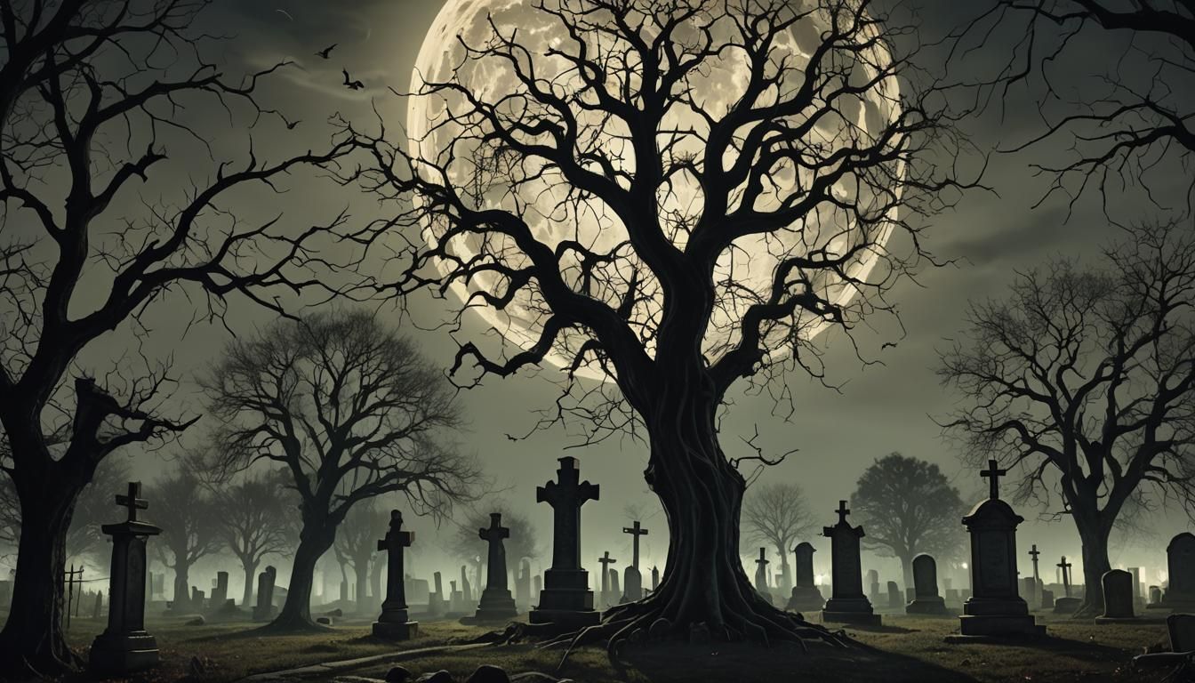 Eerie Cemetery in Gothic Romanticism Style