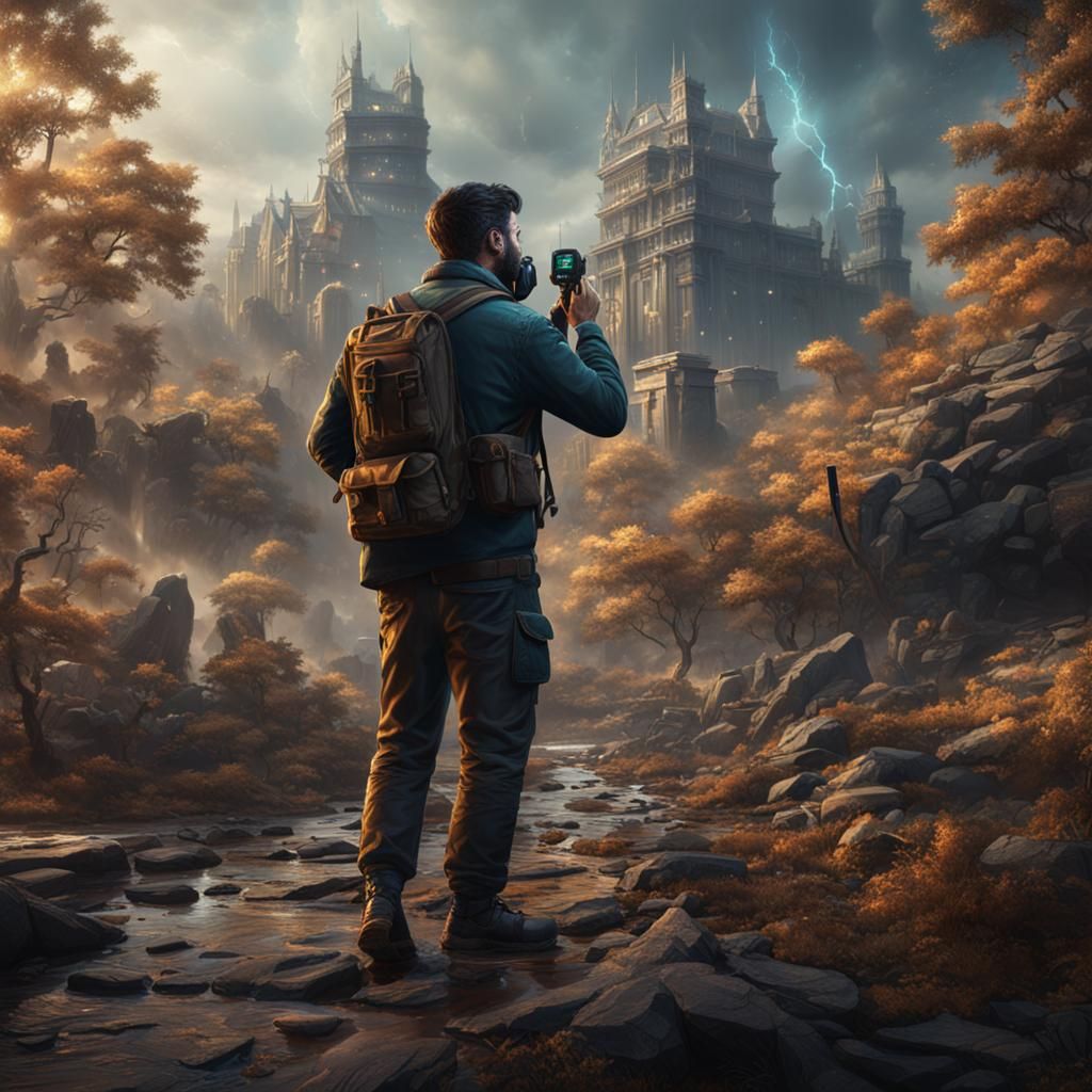 Man Speaking into Walkie Talkie: Detailed Matte Painting