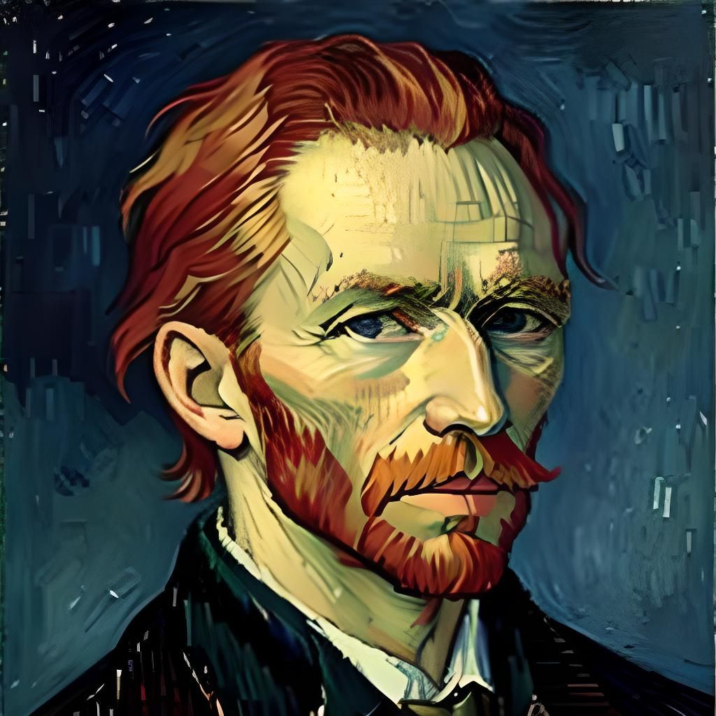Van Gogh Style Self Portrait with Red Hair