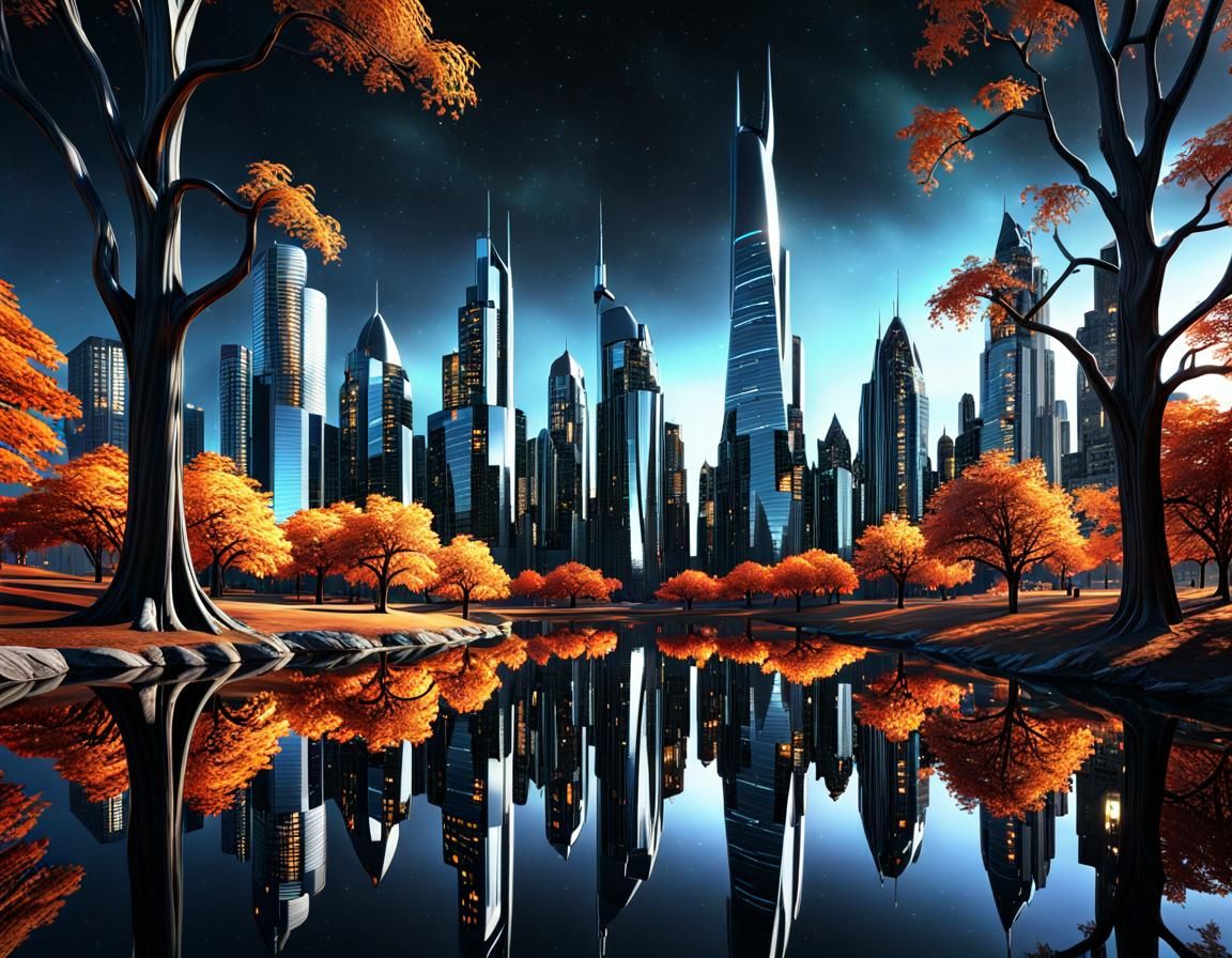 Chrome City in Trees: Hypermaximalist Digital Art