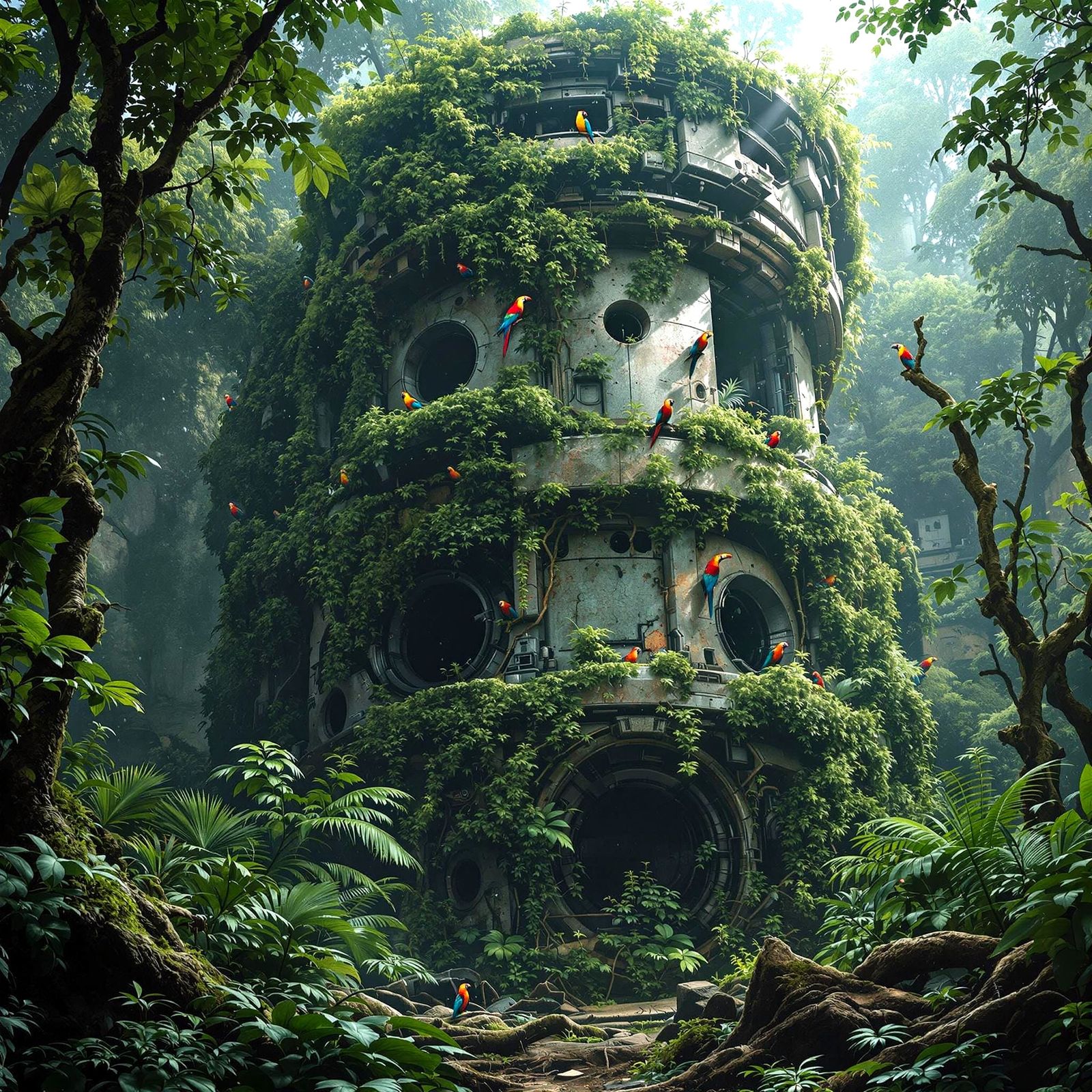 Jungle Overtakes Futuristic Ruins in Photorealistic Detail