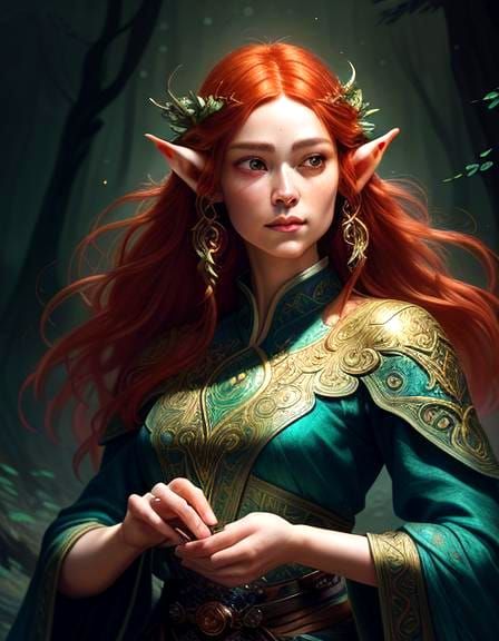 Whimsical Woodland Elf in Ethereal Twilight