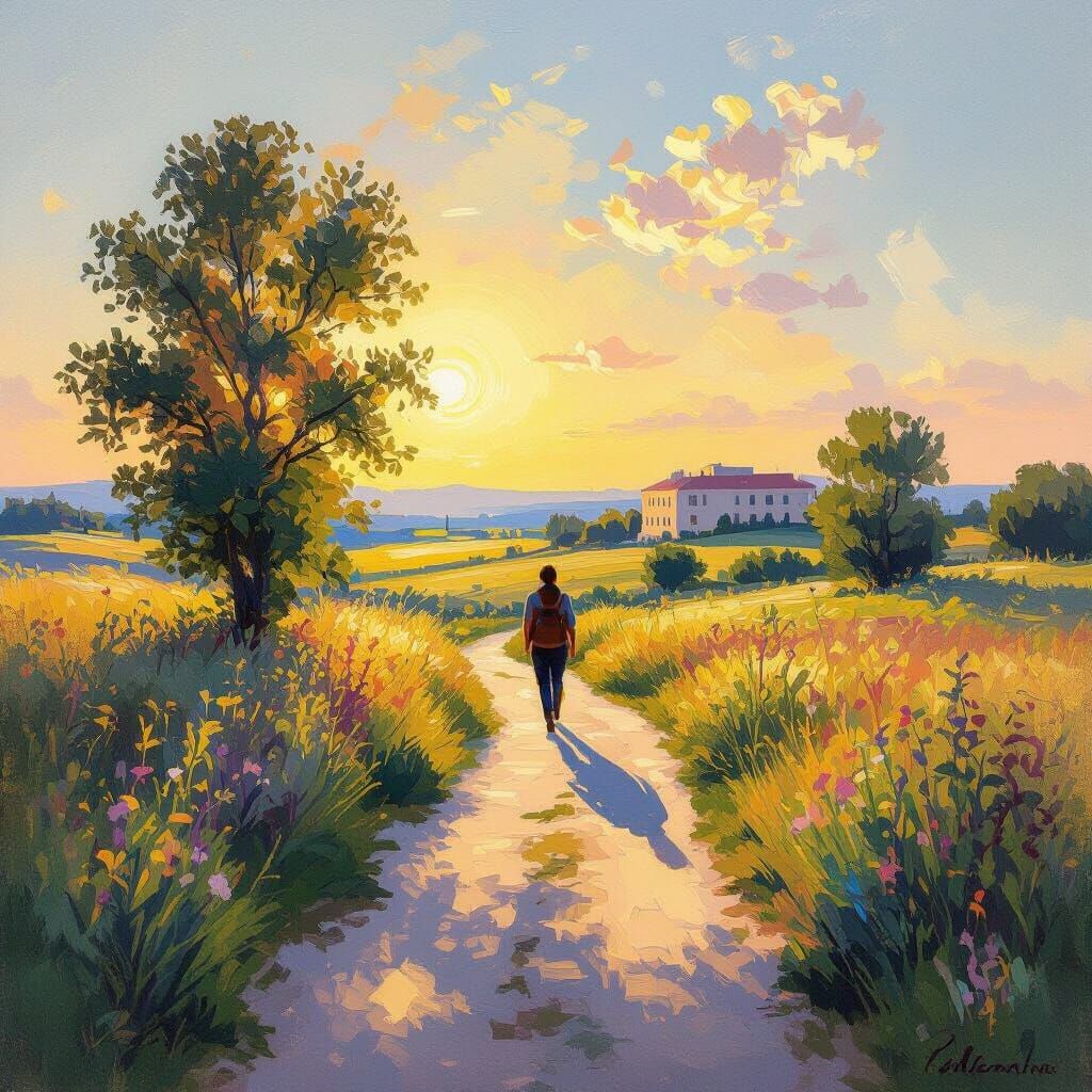 Hopeful Landscape With Sunlit Path To Clinic