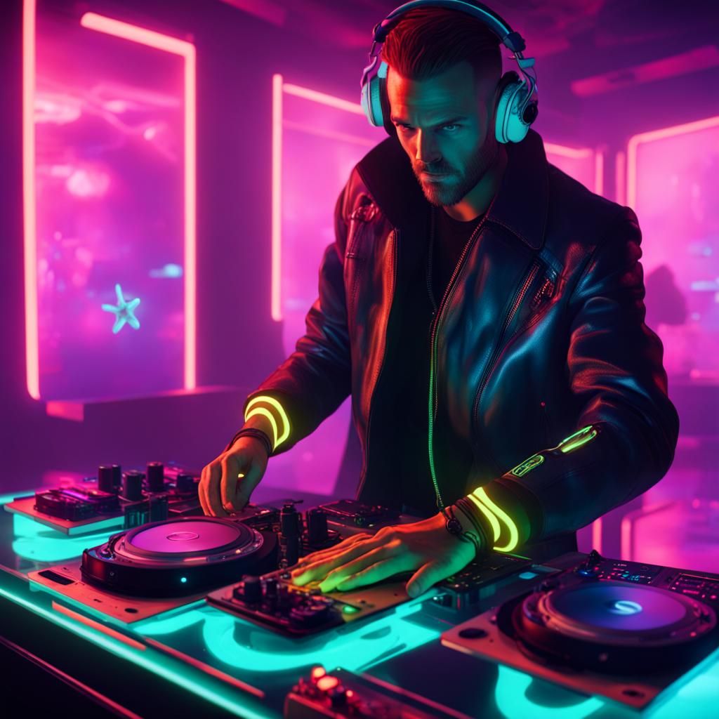 Underwater DJ in Atlantis: Cyberpunk Style