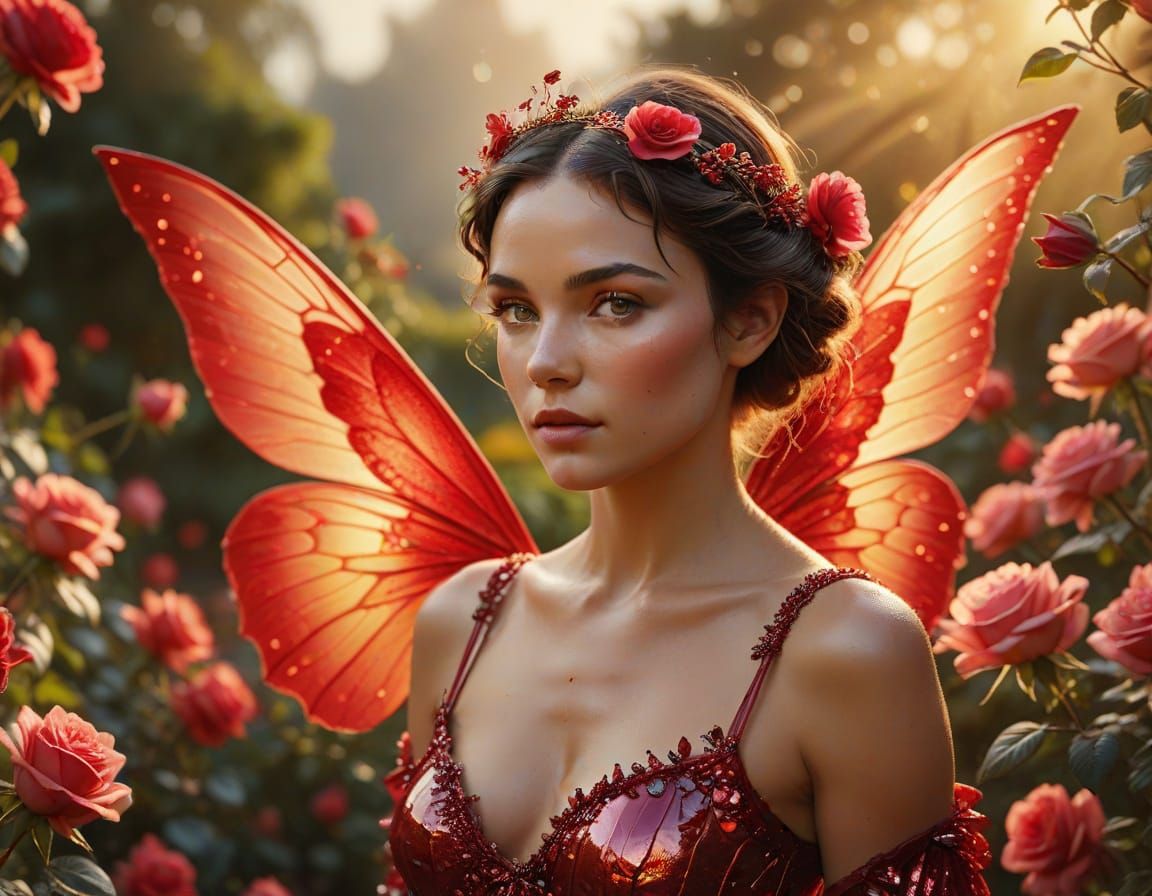 Ruby Fairy Portrait in Vibrant Oil Painting Style