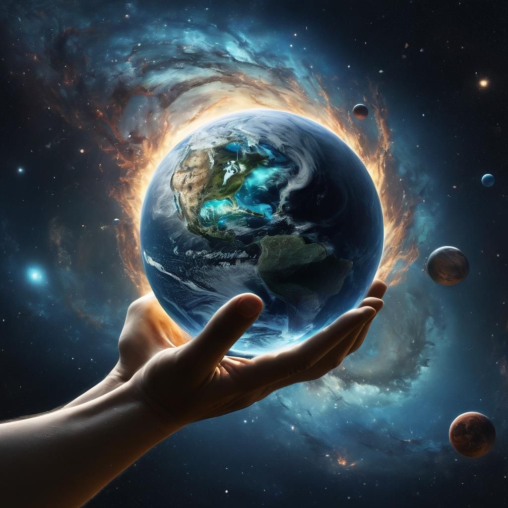 Alien Holding Orb Containing Earth-like Planet