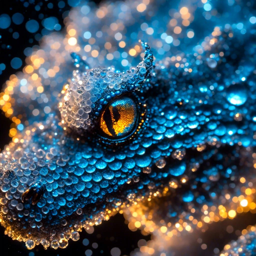 Frosted Crystal Electric Dragon Hatchling Microportrait