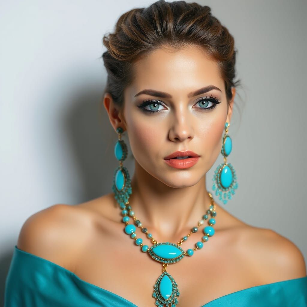 Woman's Fashion Portrait with Turquoise Jewelry