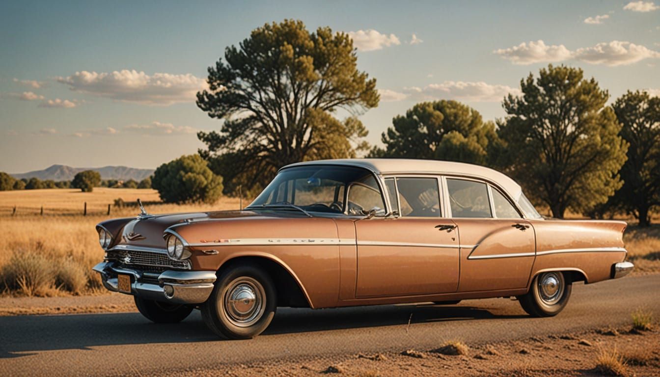 Timeless 1960s Classic Car in Golden Hour
