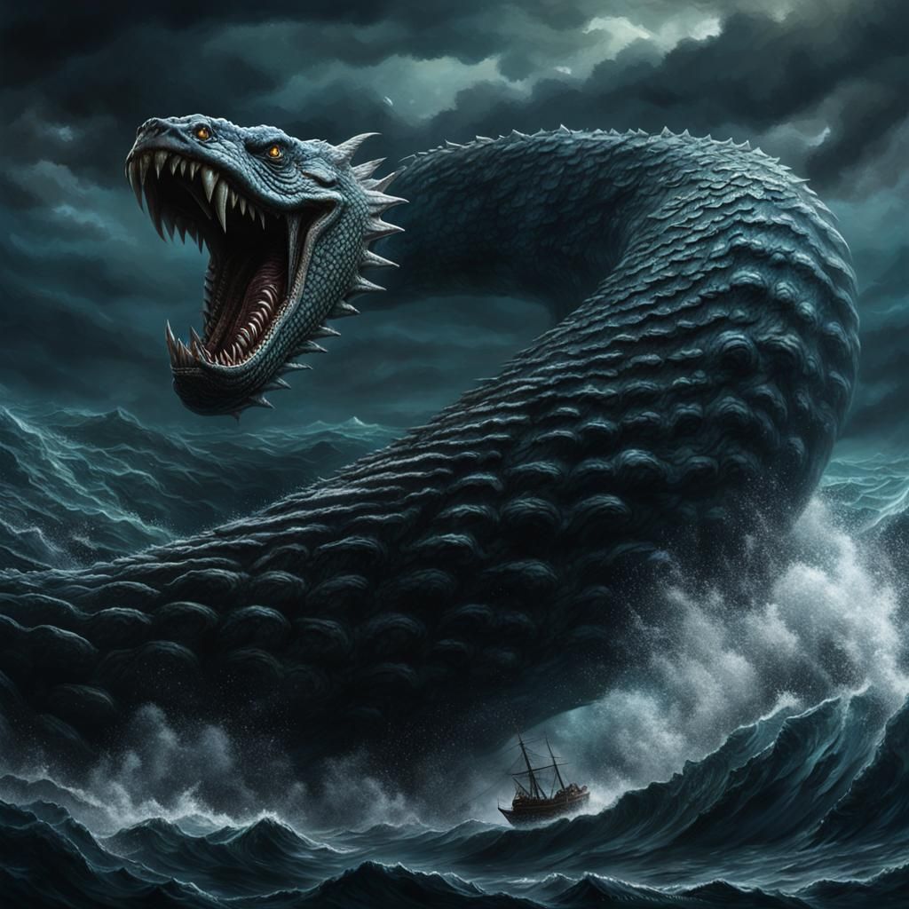 Jormungandr: World Serpent in Ominous Ocean