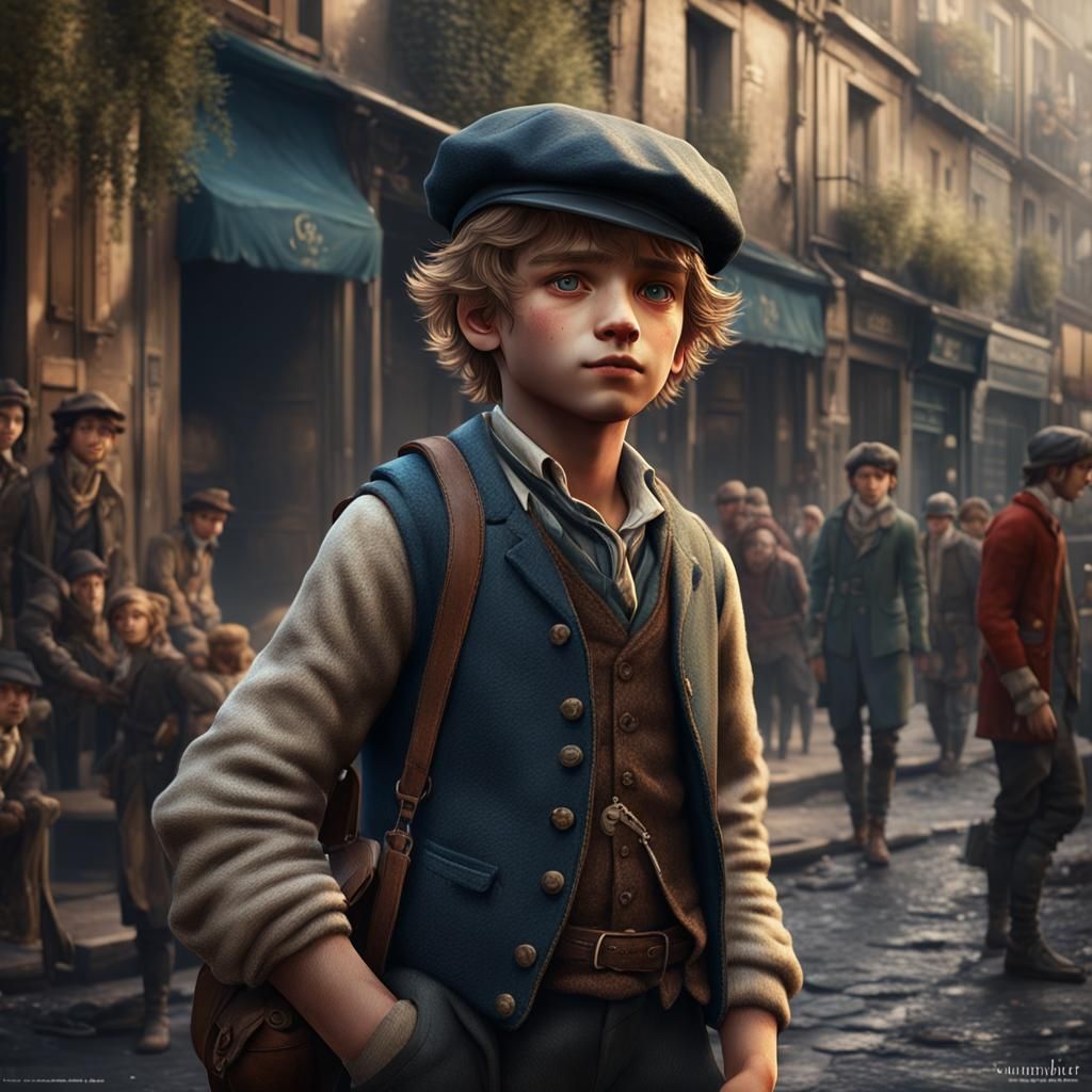 Gavroche: Parisian Street Boy, Detailed Matte Painting