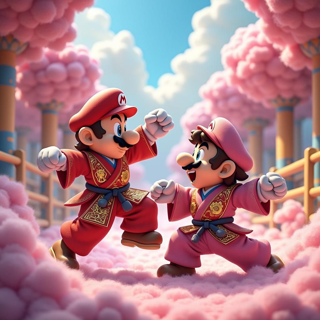 Mario in Kimono Jiu-Jitsu Match in Candyland