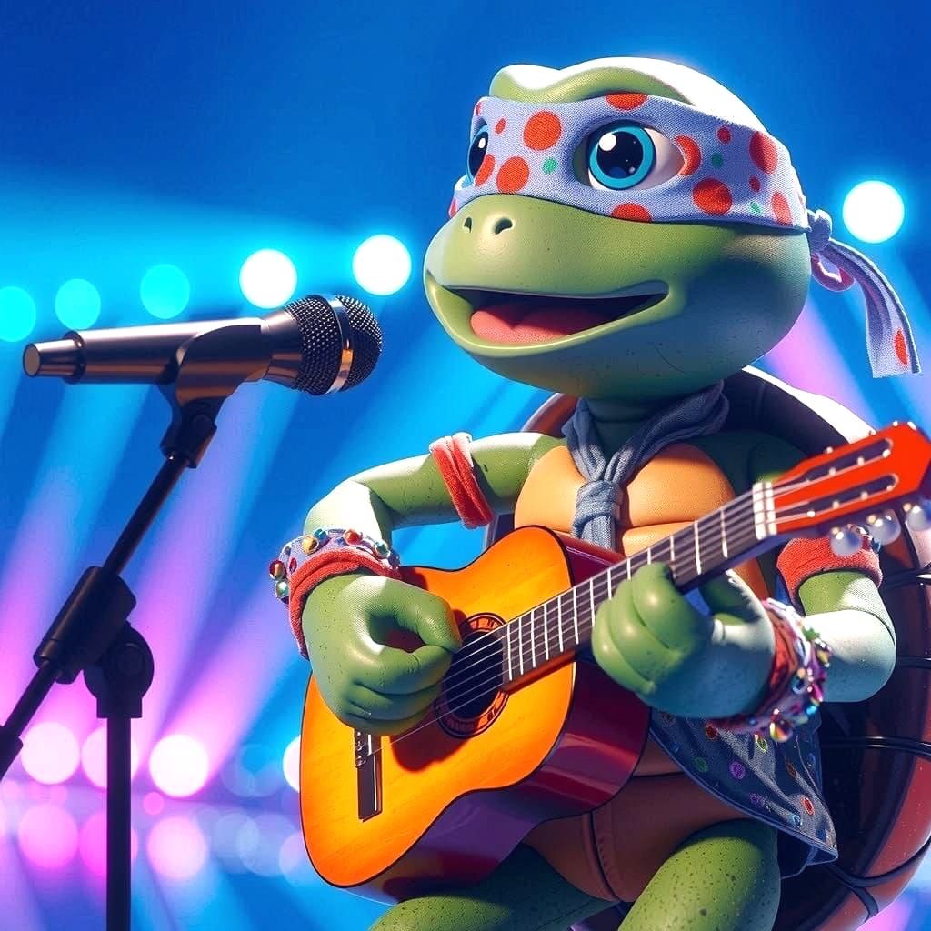 Singing Tony Turtle at Eurovision Contest