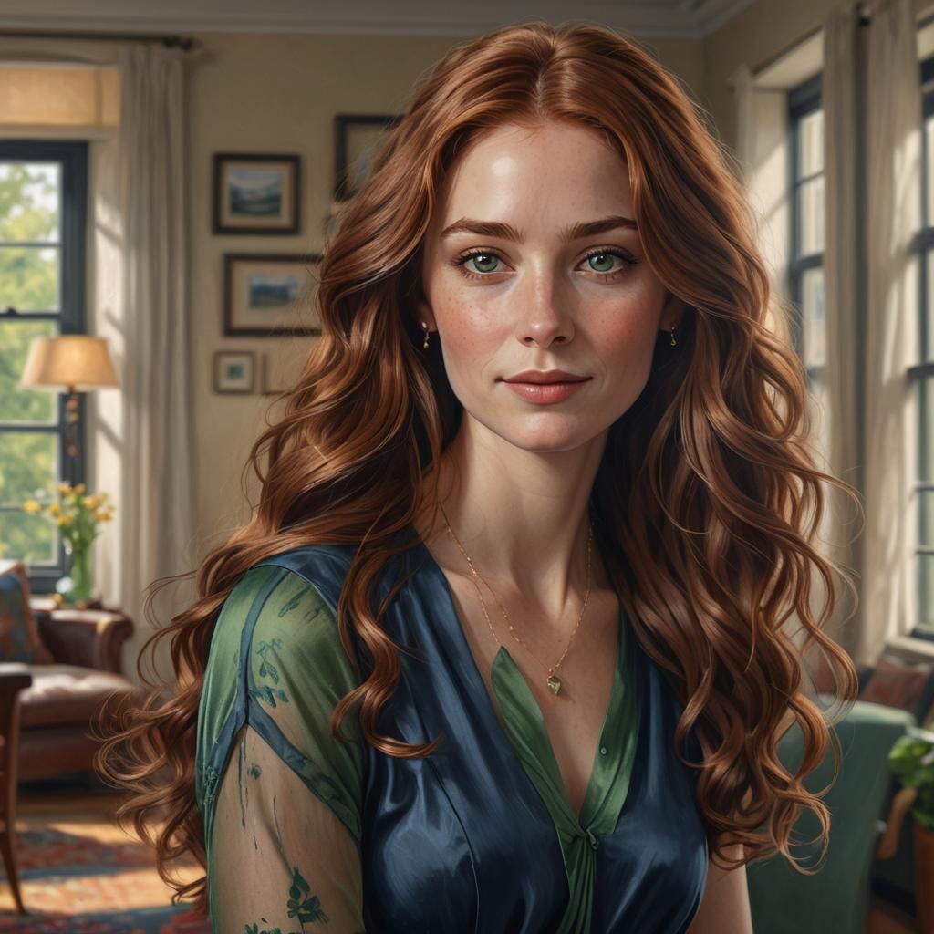 Portrait of a Woman with Auburn Hair in Astral Style