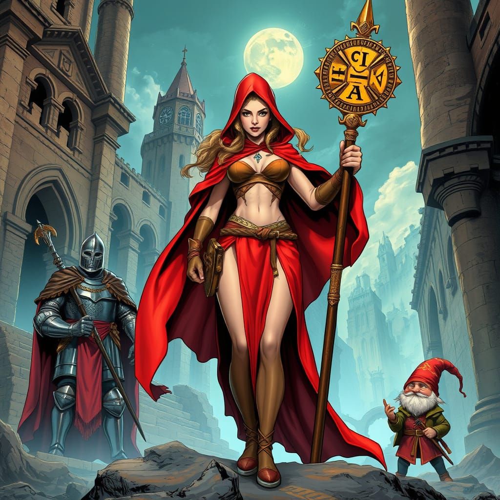 Medieval Warlock in Comic Book Style