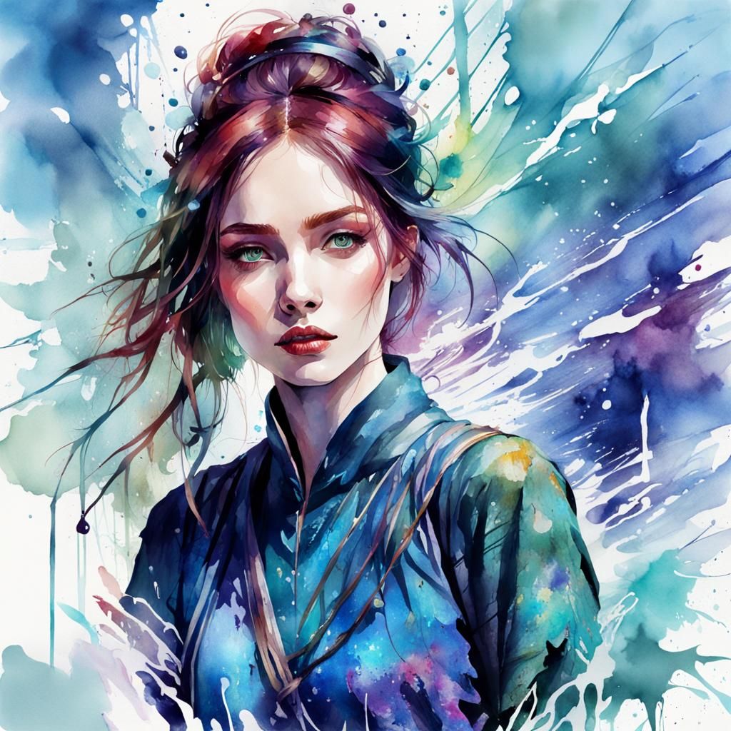 Watercolor of beauty girl