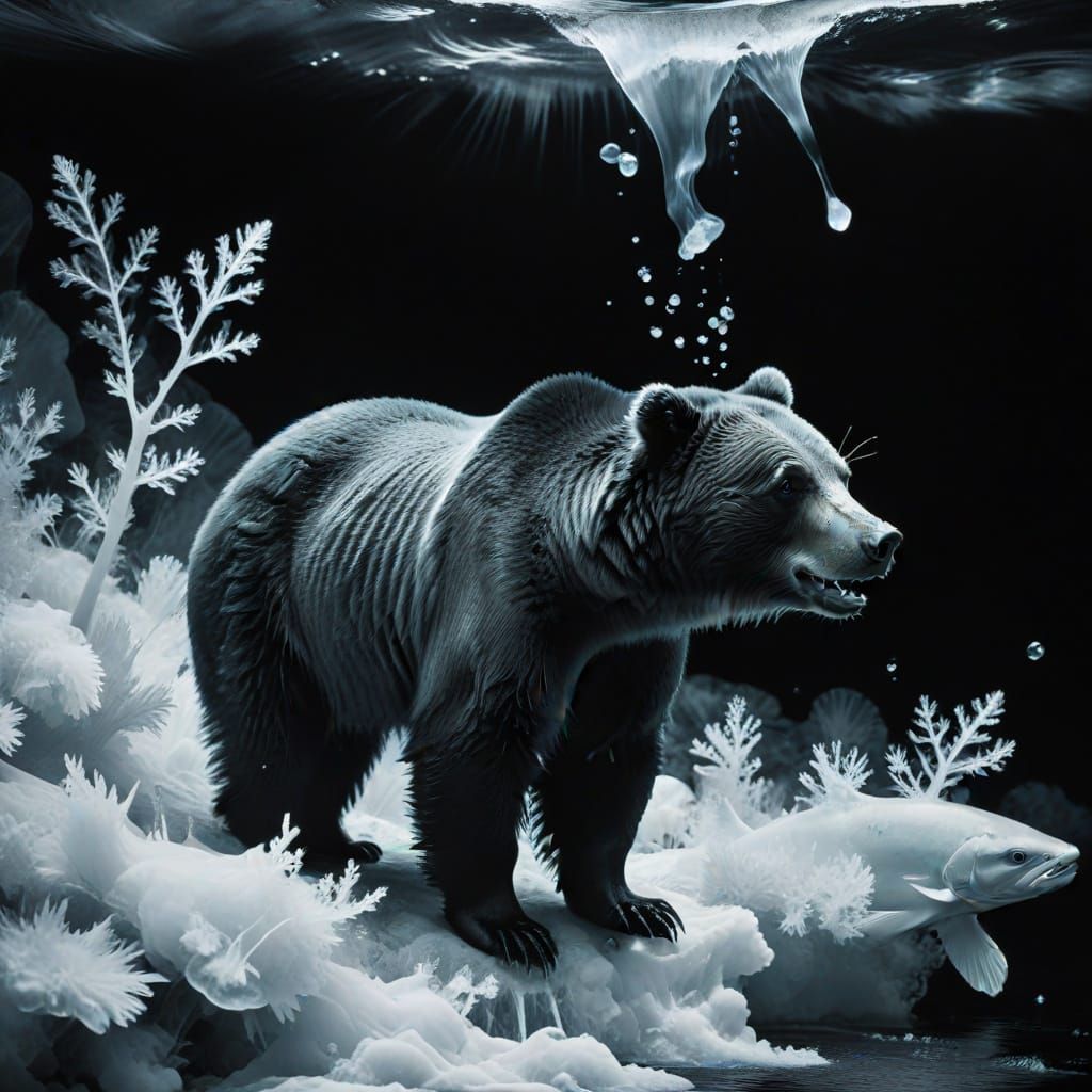 Wildlife Scene in Thermal Photogrammetry Style