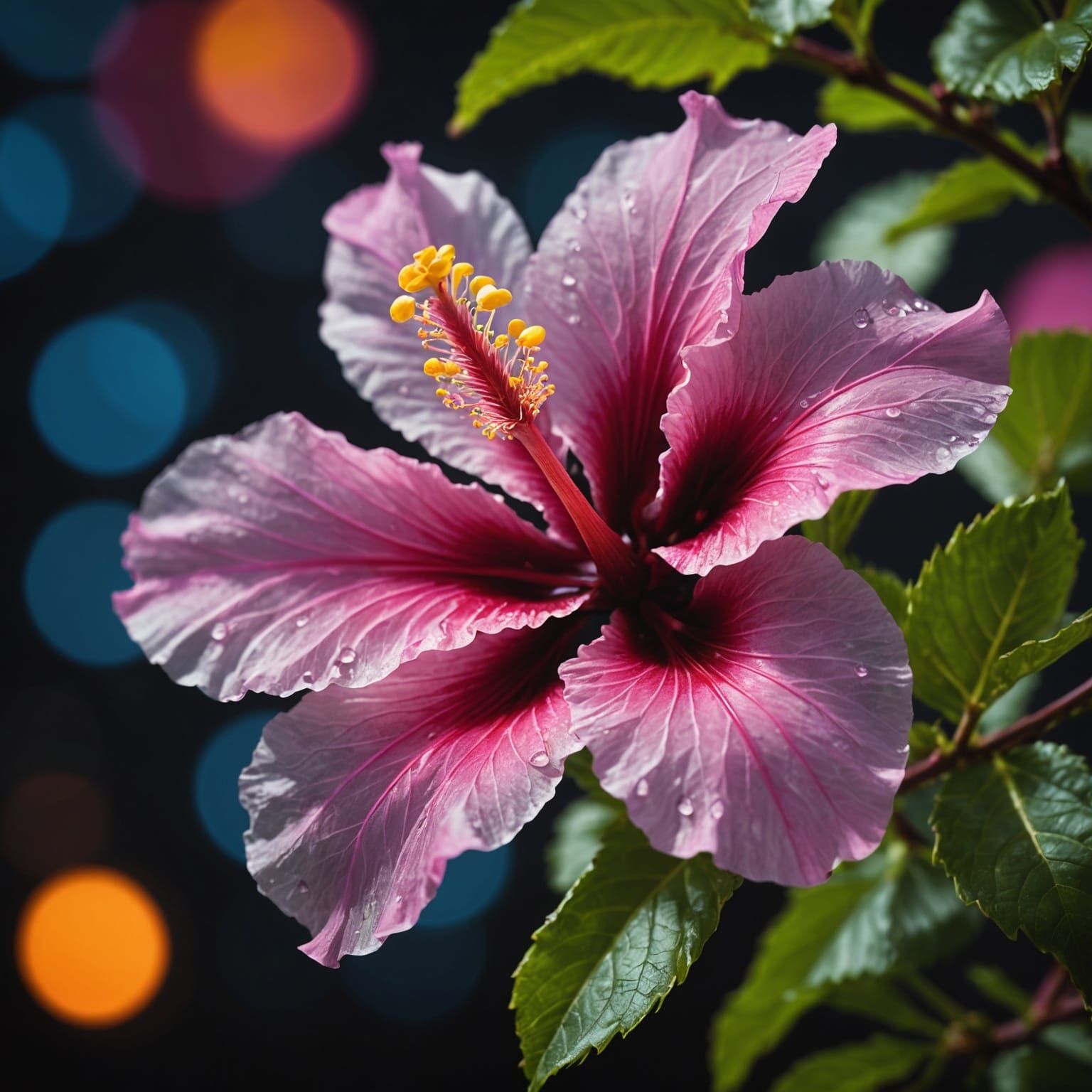 Futuristic Translucent Hibiscus Flower in Digital Art