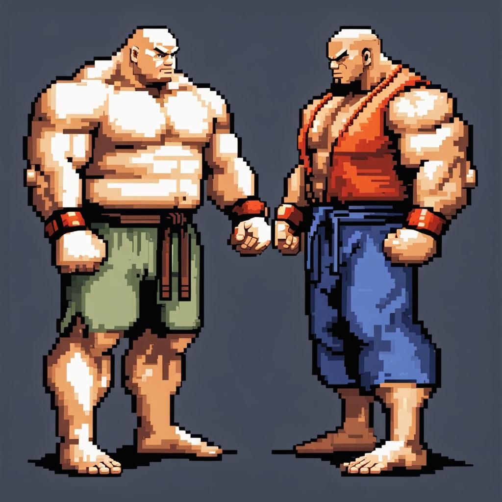 8-bit Pixel Art: Street Fighters in the Ring