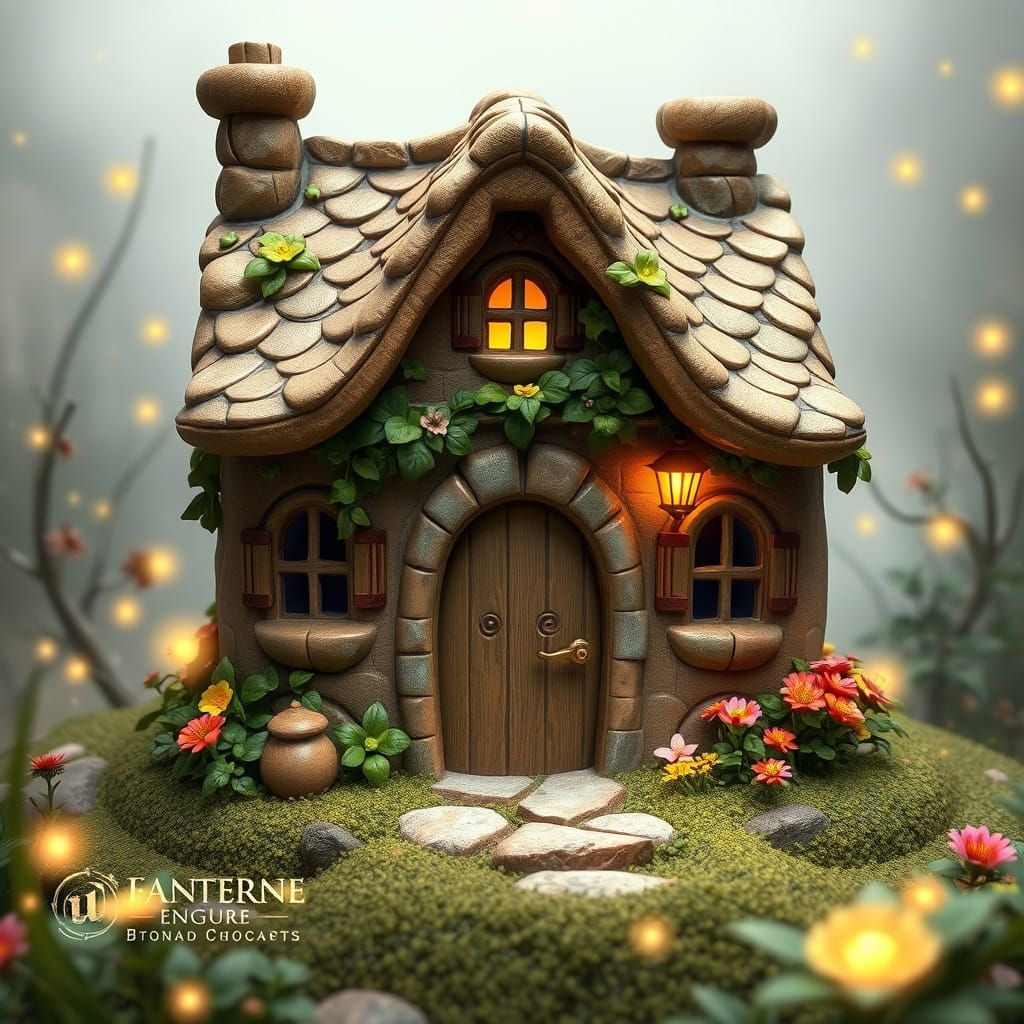 Whimsical English Cottage Ceramic Money Bank in Fantasy Styl...