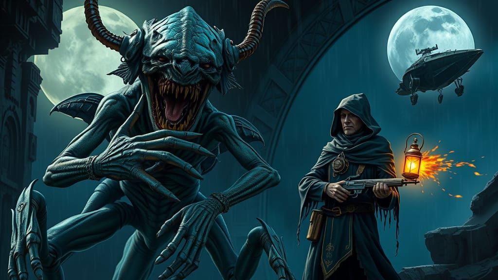 Gothic Horror Alien Monstrosity Conducts in Haunted Steampun...