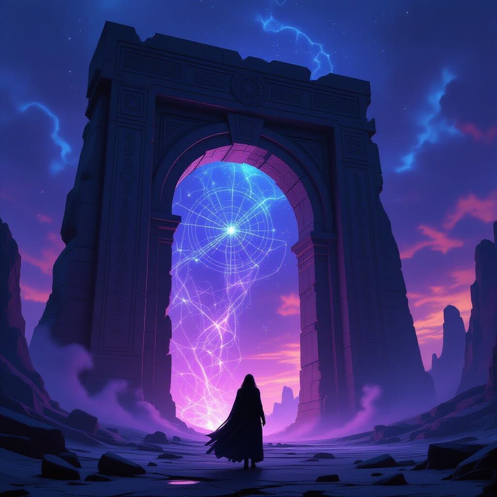 Fantasy Concept Art: Woman Before Arcane Archway