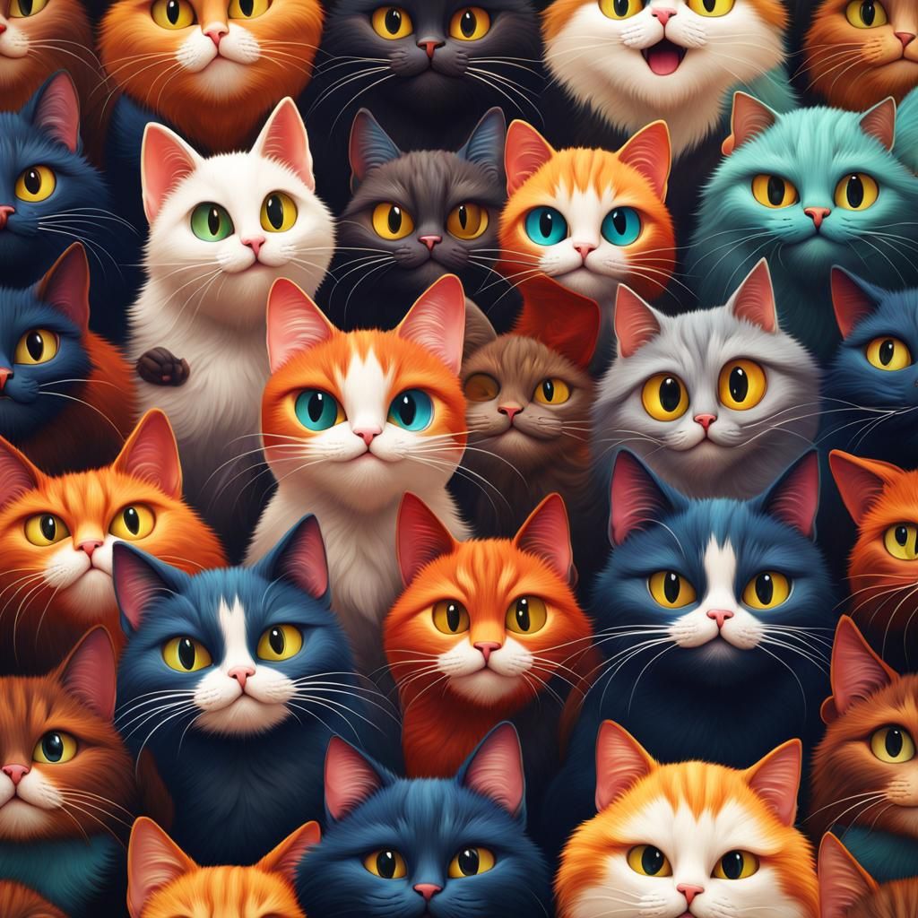 Silly Cat Faces in Detailed Matte Painting