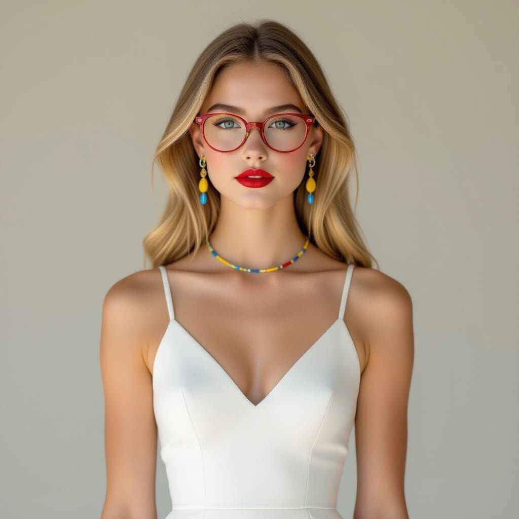 Teen Girl in White Dress: Photorealistic Giantess Portrait