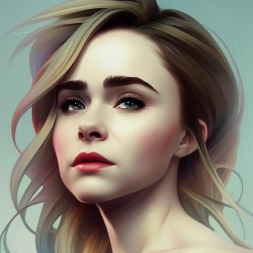 Sabrina Carpenter Portrait in Art Nouveau Style