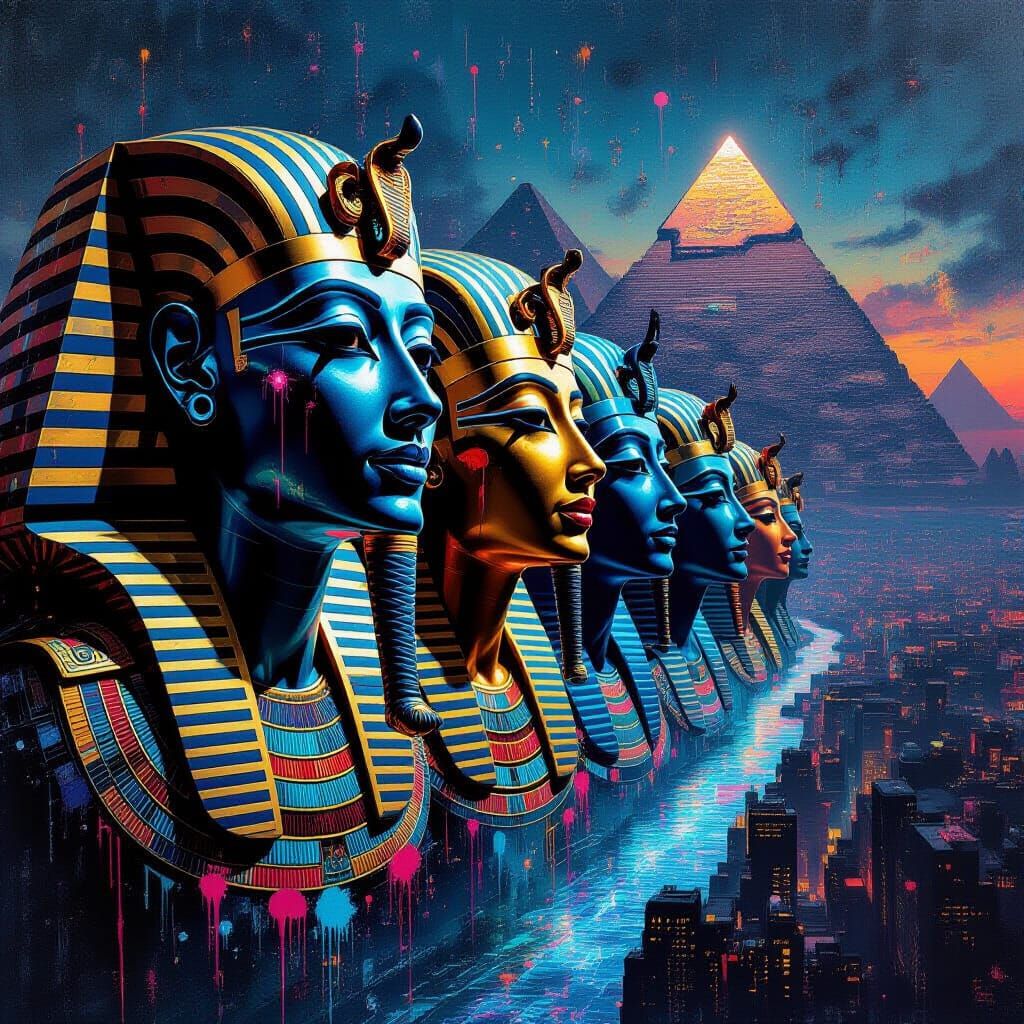 Neo-Pharaonic Cyber-Surrealism: Egyptian Faces in Gothic Sty...