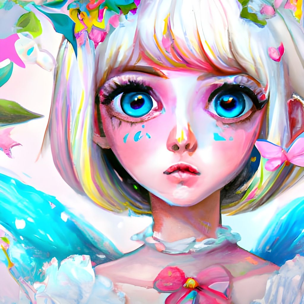 Beautiful Elf Girl in Flower Field, Ghibli Anime Style